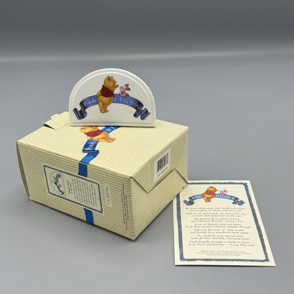 Vtg Disney Pooh and Friends Logo Sign Winnie the Pooh Piglet Figurine Plaque - Picture 2 of 15